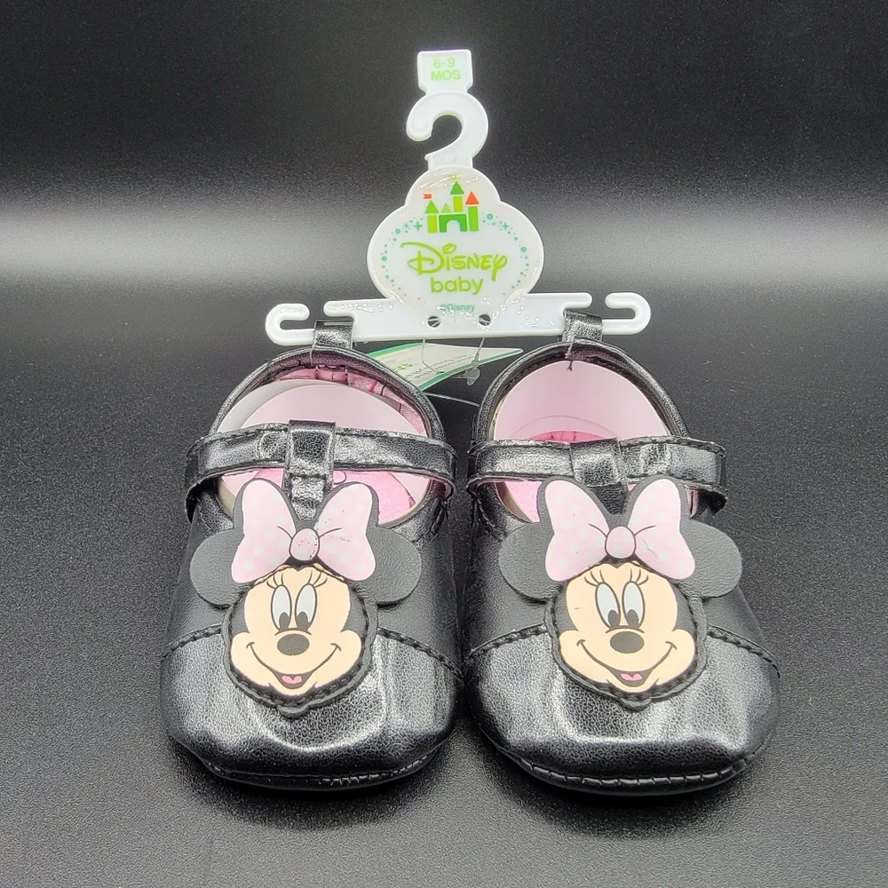 Minnie Mouse Infant Slip-On Black Pink Ballerina Dress Shoe Size 6-9 Months New